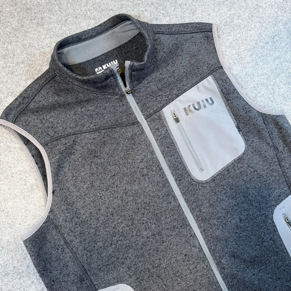 KUIU Sweater Vest Mens XL Gray Full Zip Mock Neck Fleece Base Camp Outdoor
